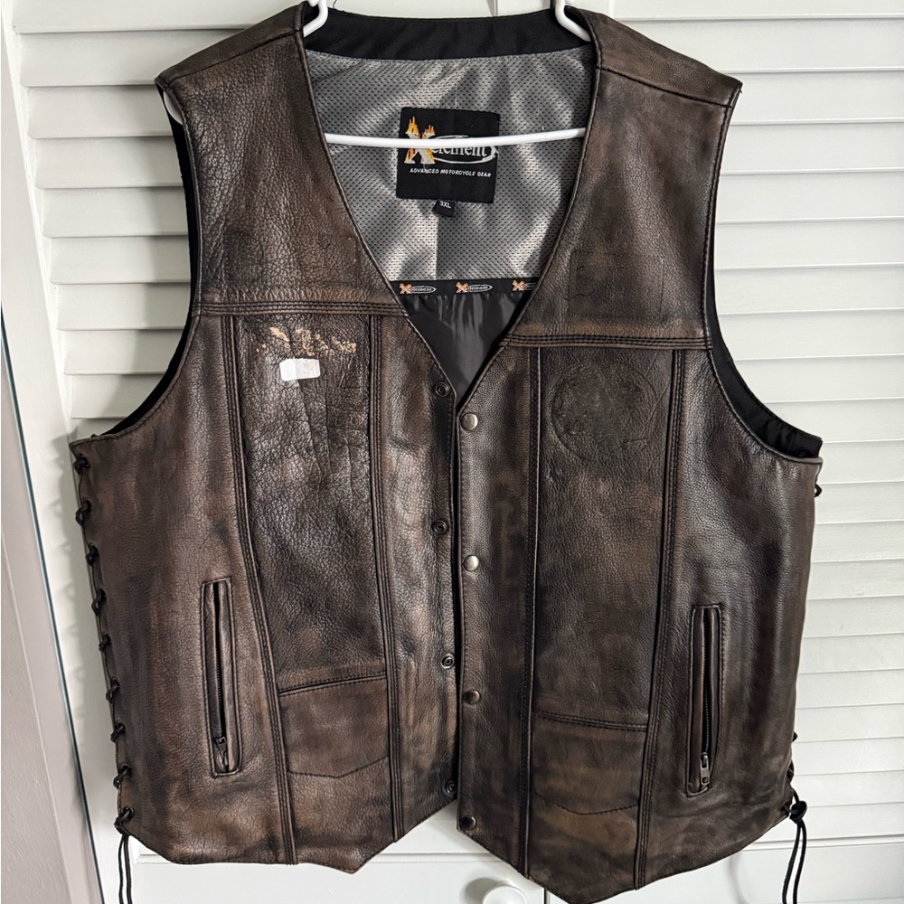 Men's Distressed Brown Leather Vest